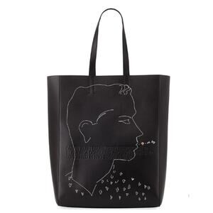 Calvin Klein x Andy Warhol Black Leather Tote Bag 205W39NYC RTW $1450 Shoulder
